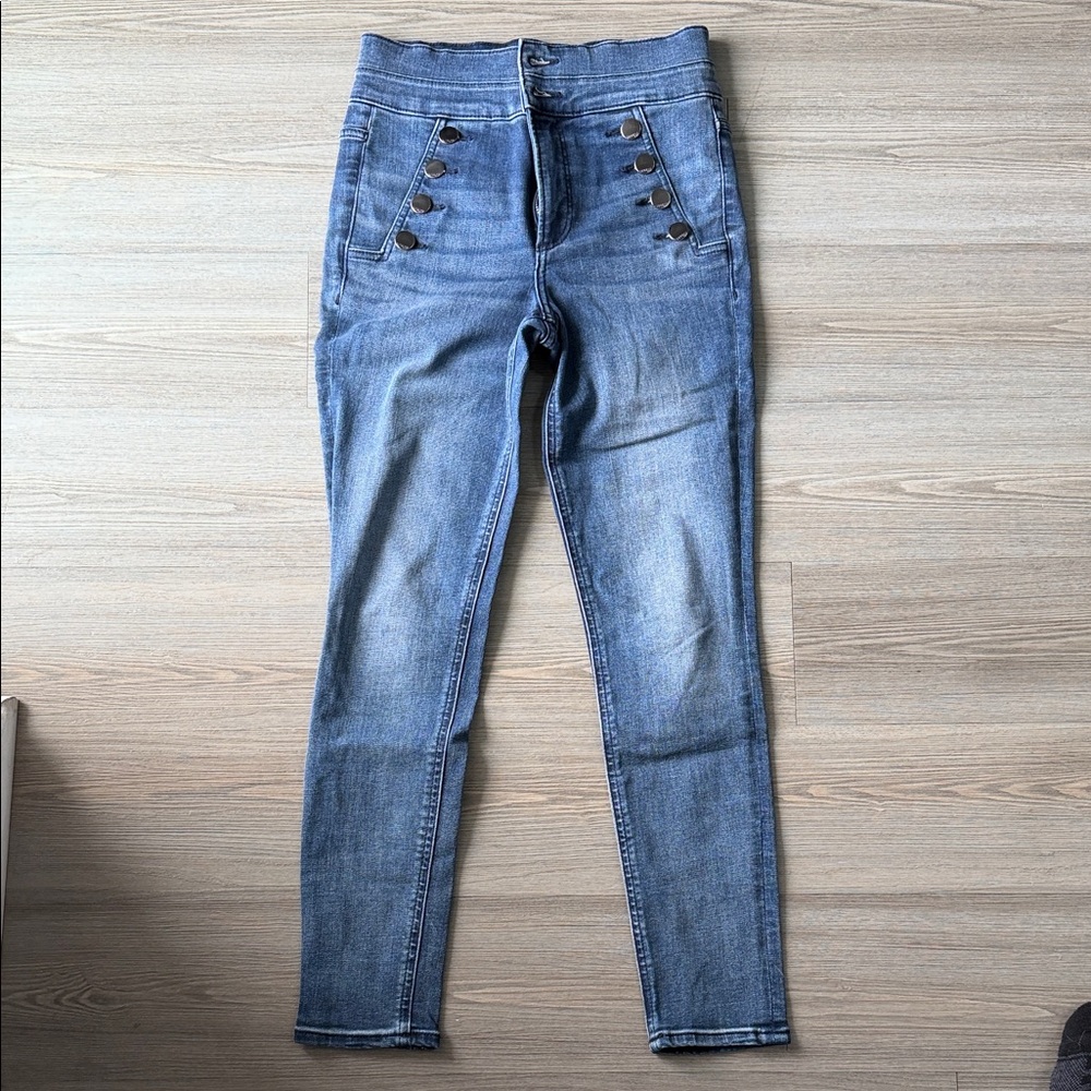 Express High Rise Buttoned Denim Jeans
